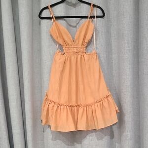 MARBLE Orange Pink Cut Out Ruffled Sundress